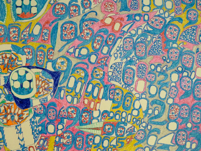 成田第３ターミナルへ向かう通路に展示されたヘラルボニーのアート作品